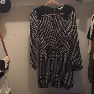 Parker black and white long sleeve dress